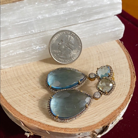 Vintage 925 Baby Blue Pear droplet Earrings 💙✨ - Picture 8 of 8